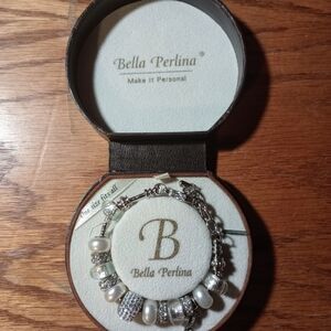 White Bella Perlina Charm Bracelet High Heel Shoe Charm With Box